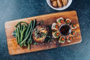 a view of surf and turf from above
