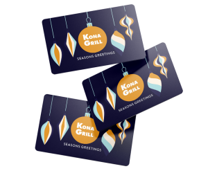 A display of Kona Gift cards